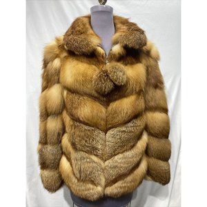 natural red fox jacket vcut design bomber (81243)